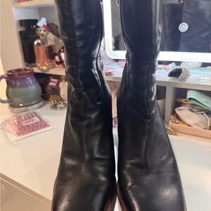 Franco Sarto Stevie Mid Calf Black Heeled Boots SZ 8